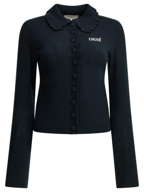 Chloé Chloé Polo Sweater With Logo Blue