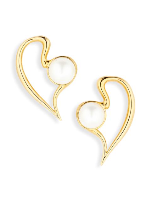 Oscar de la Renta Oscar de la Renta Small Heart Faux Pearl Earrings at Nordstrom