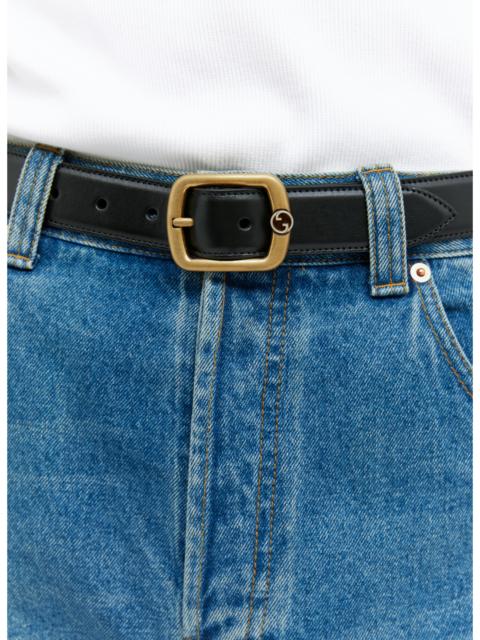 GUCCI Gucci Men Rectangle Buckle Leather Belt
