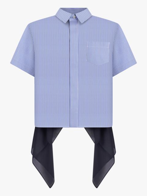 sacai S/S STRIPE SHIRT WITH DRAPE PANEL DETAIL | BLUE/NAVY