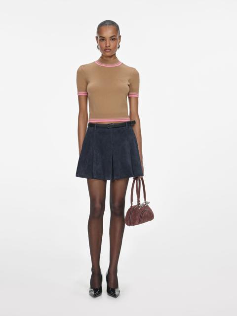 self-portrait Navy Suede Mini Skirt