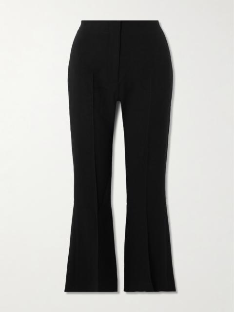 TOVE Talia Cropped Pleated Crepe Flared Pants