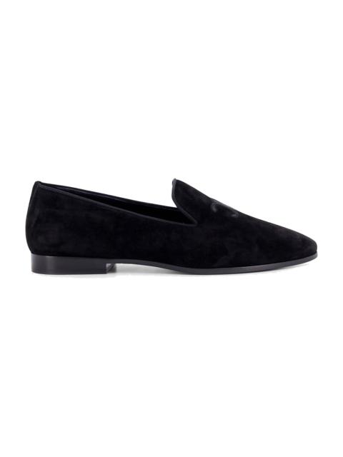 CELINE Velvet Loafers With Embroidered Triomphe Logo