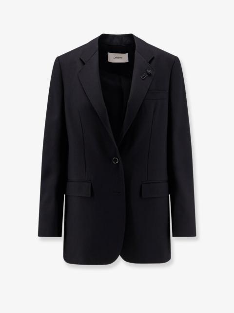 LARDINI Virgin Wool Blazer With Iconic Brooch