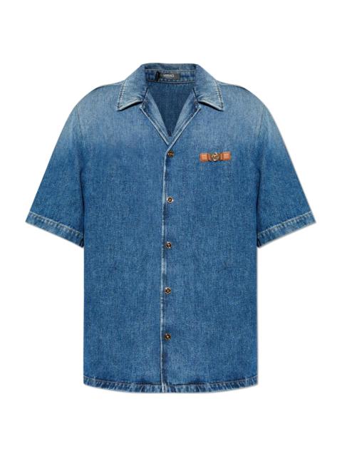 VERSACE Versace Denim Shirt With Short Sleeves