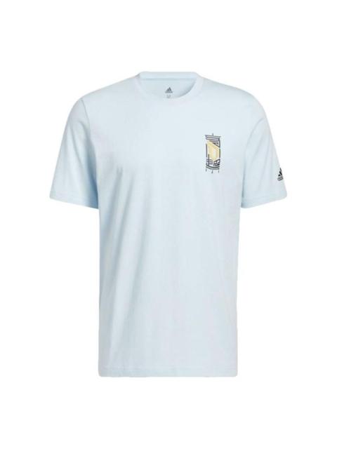 adidas Men's adidas Printing Round Neck Pullover Short Sleeve Blue T-Shirt HM6771