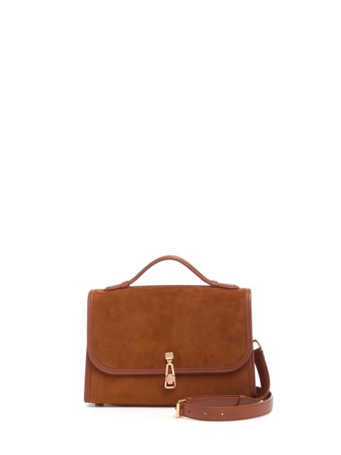 GABRIELA HEARST Medium Leonora Flap Bag in Cognac Suede