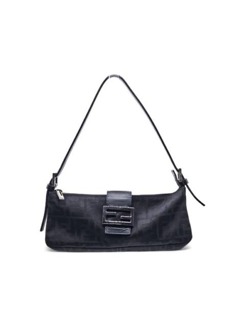 Fendi Mama Zucca FF Baguette Canvas Shoulder Bag in Black