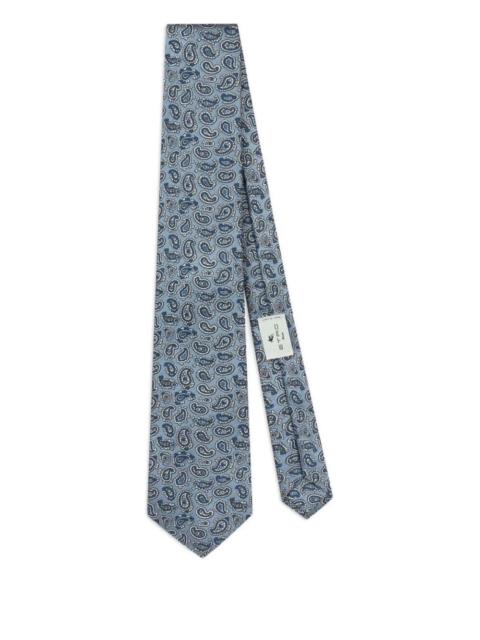 Etro Etro Men Silk Jacquard Tie With Micro Paisley Motif