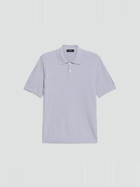 Theory Soris Cable-Knit Polo Shirt in Light Bilen