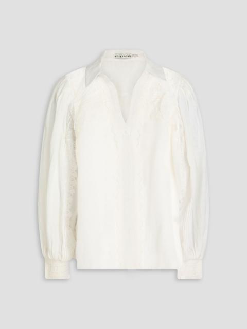 Alice + Olivia Lace-trimmed linen shirt