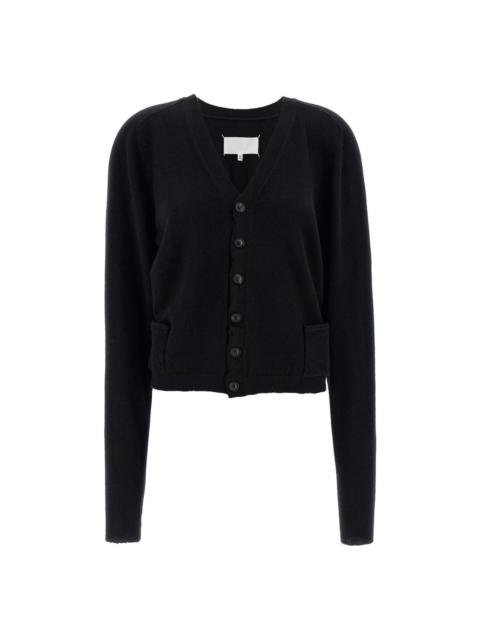 Maison Margiela MAISON MARGIELA Women's Black Stitches Wool Cardigan New (Wo
