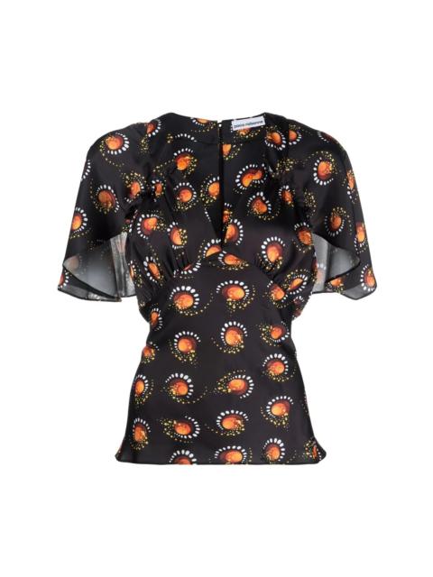 rabanne motif-print V-neck top