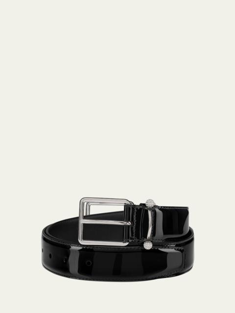 Christian Louboutin Men's Chambeliss Night Strass Patent Leather Belt