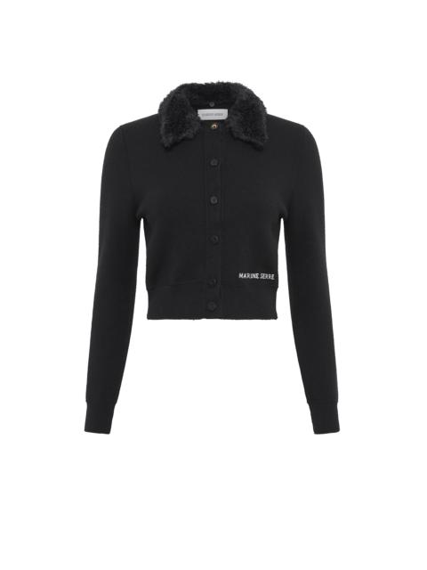 Marine Serre Merino Wool Knit Cropped Cardigan