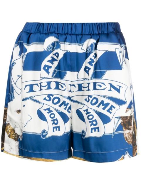MSGM graphic-print satin mini shorts