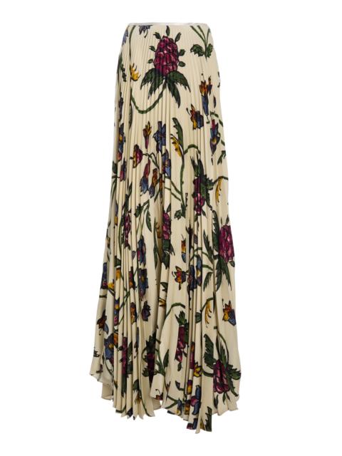 S.S.DALEY Kate Pleated Crepe Maxi Skirt multi
