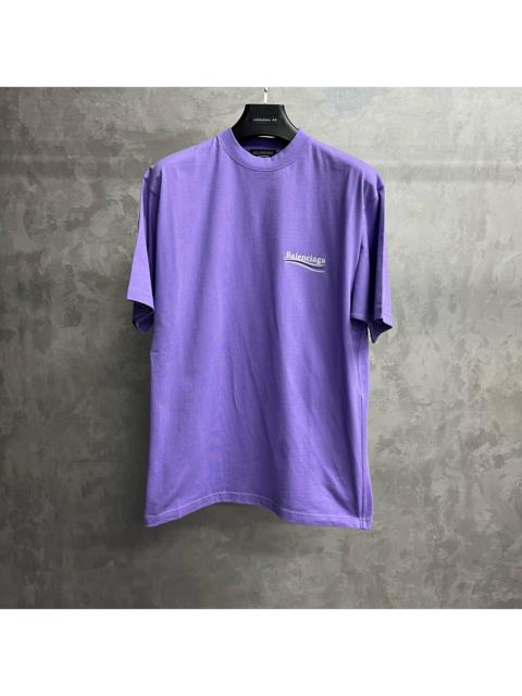 BALENCIAGA Balenciaga Black Label Solid-Color Crewneck Short-Sleeve T-Shirt with Purple Letter Logo Print