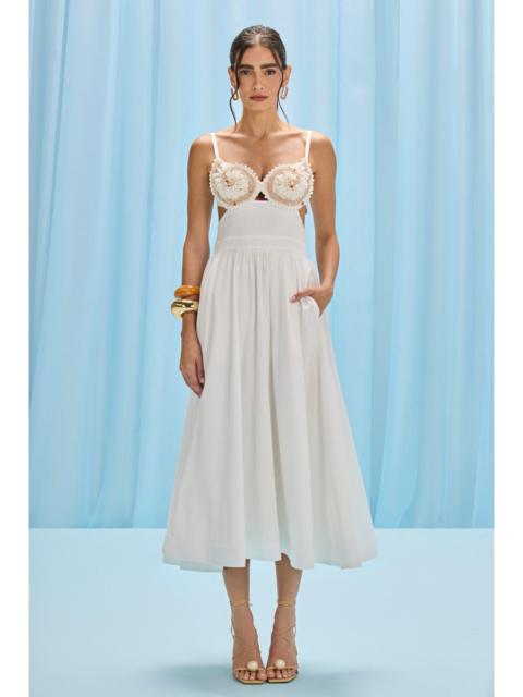 PatBO SEAWEED SHELL EMBROIDERED MIDI DRESS