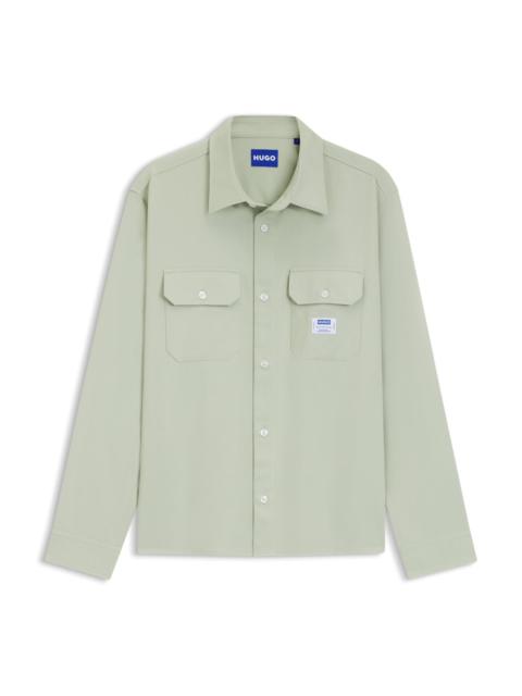 HUGO LOGO-LABEL SHIRT IN COTTON TWILL