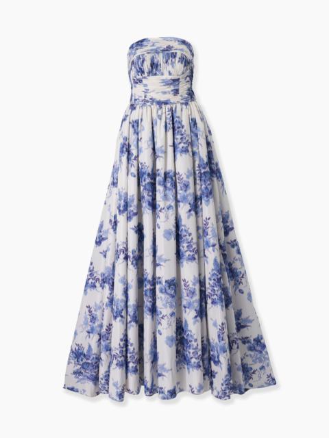 CAROLINA HERRERA Chiné Floral-Print Strapless Gown
