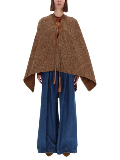Etro WOOL AND CASHMERE CAPE WITH PAISLEY WEAVE