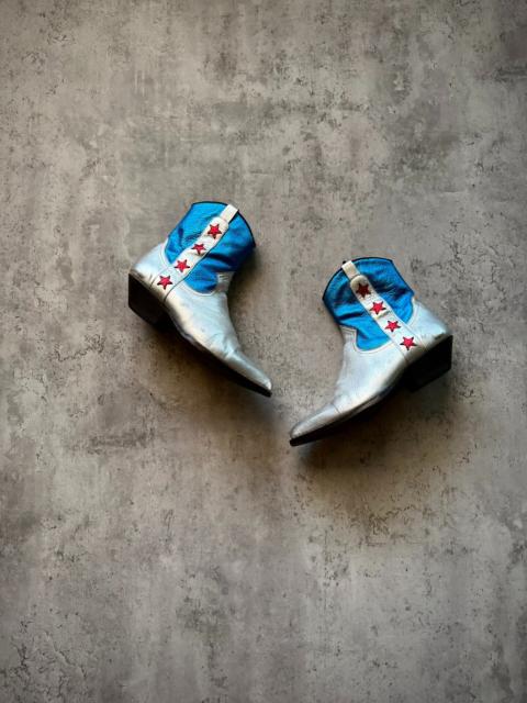 SAINT LAURENT Saint Laurent Paris 15SS Silver Blue Star Western Boots by Hedi Slimane