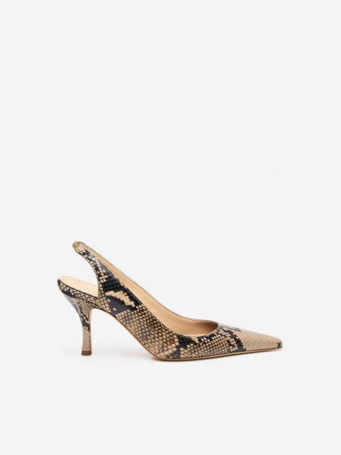 MAGDA BUTRYM Low slingback pumps in beige snake-effect leather