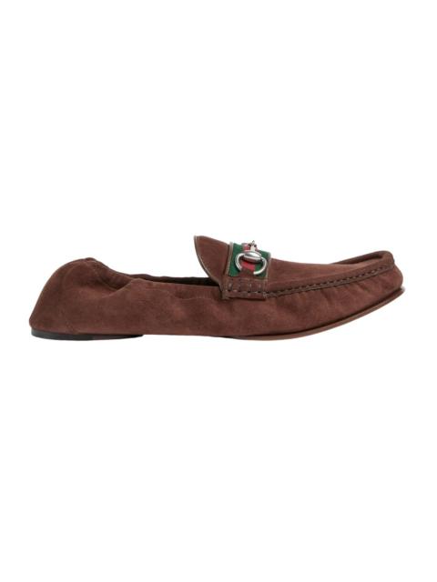 GUCCI GUCCI Horsebit $1090 Men's Brown Suede Loafers New & Authent