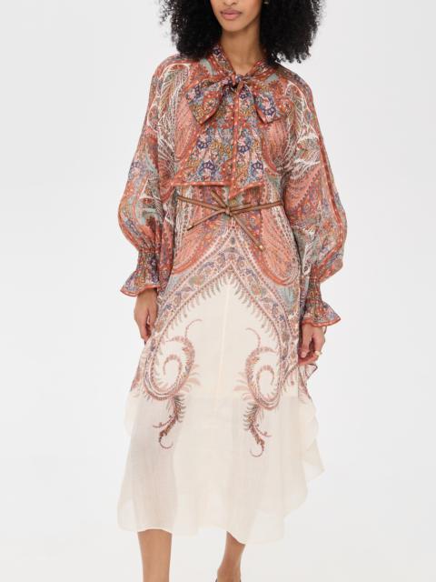 Zimmermann Rhiannon Tie Neck Midi Dress