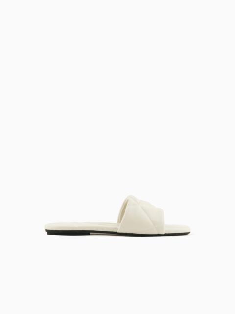 EMPORIO ARMANI Quilted nappa-leather effect sandals with eagle