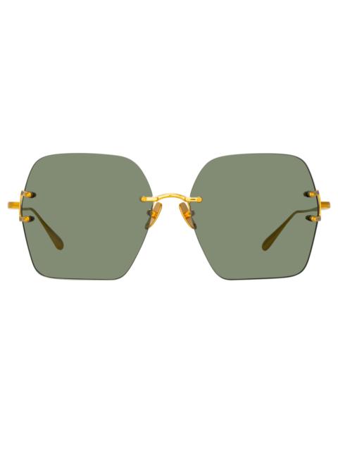 LINDA FARROW CARINA OVERSIZED SUNGLASSES IN YELLOW GOLD