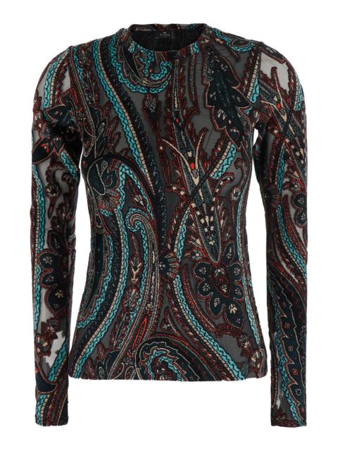 Etro Etro Women Devorè Top Multicolor With Long Sleeves And Round Neckline In Natural Fabric For Women