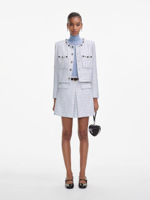 self-portrait Blue Boucle Mini Skirt