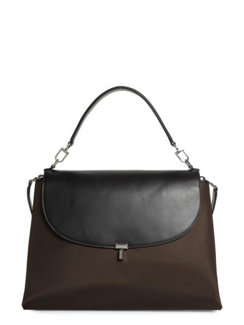 TOTEME TOTEME T-Lock Mixed Media Satchel in Brown at Nordstrom