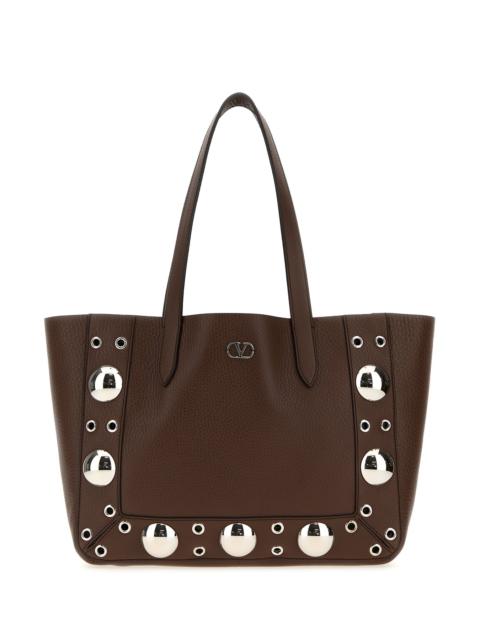 Valentino Brown leather small Nellcôte shopping bag