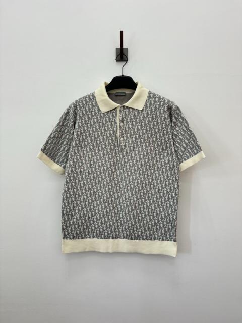 Dior Dior SS24 White Blue Embroidered Polo Shirt