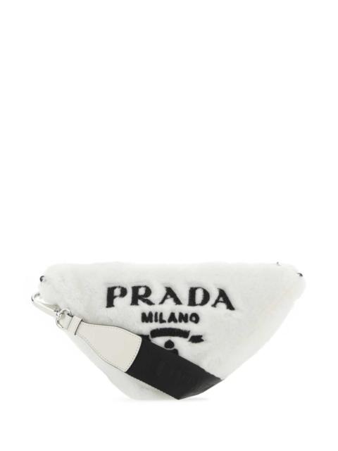 Prada Prada Women White Shearling Triangle Crossbody Bag