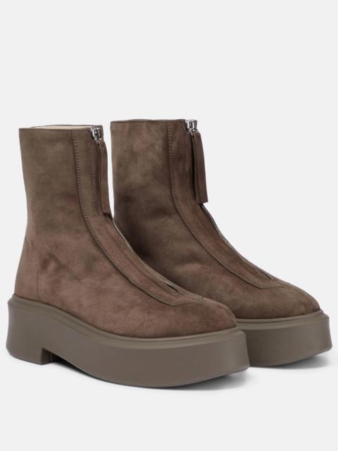 The Row Zipped Boot 1 suede boots
