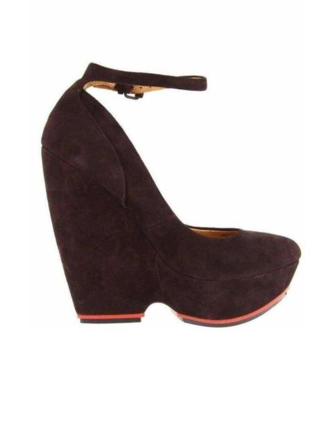 Other Designers Brown Suede High Wedge Shoes