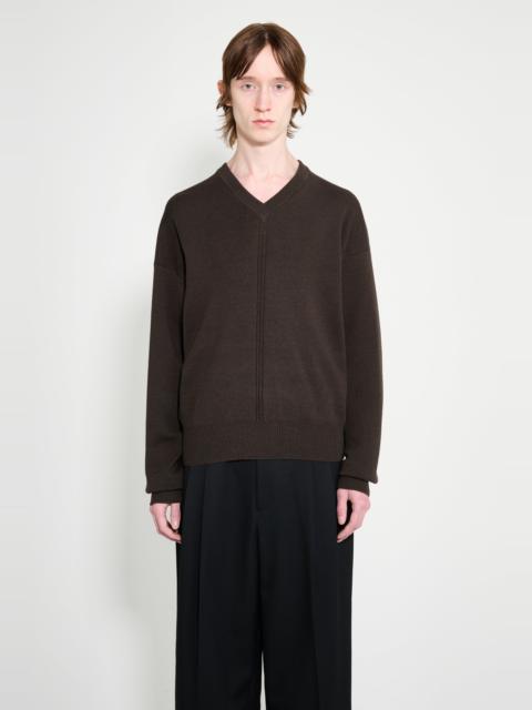 Lemaire LEMAIRE V NECK SWEATER DARK CACAO