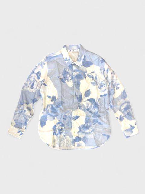 Off-White Off White Staff Flowers Linen Shirt Blue