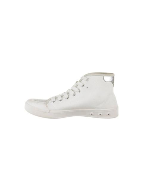 rag & bone Rag & Bone High Top Sneakers Canvas Lace Up Metallic Accent Heel White 37 7