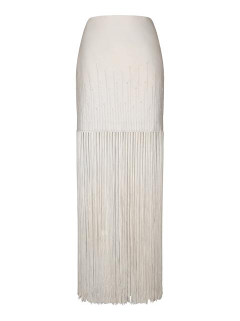 ANDRES OTALORA Aurora Sutil Fringed Cotton Skirt white