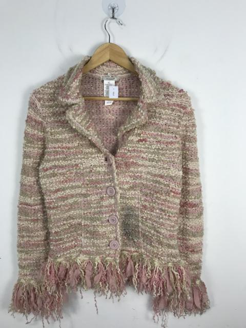 Other Designers Japanese Brand - Pegorer Blend Stripe Fringe Mohair Cable Knit Cardigan 2910