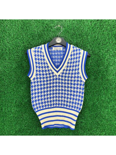 Other Designers Tracey Vest - Vintage 80's Knit Blue Houndstooth Vest by Madame Hanai