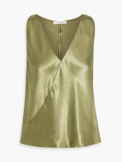 Other Designers Wrap-effect crinkled-satin top