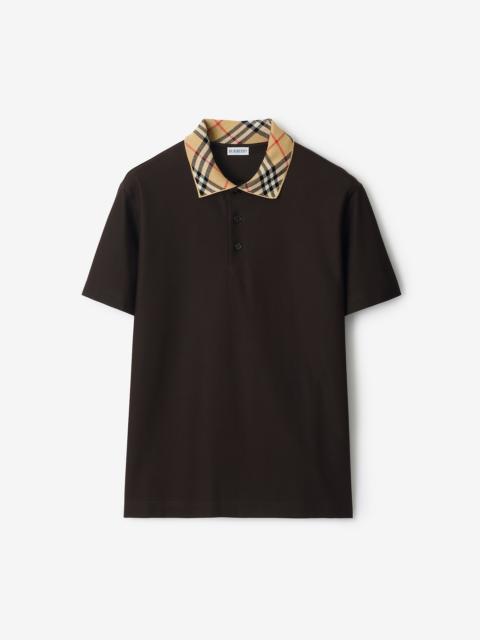 Burberry Check Collar Cotton Polo Shirt