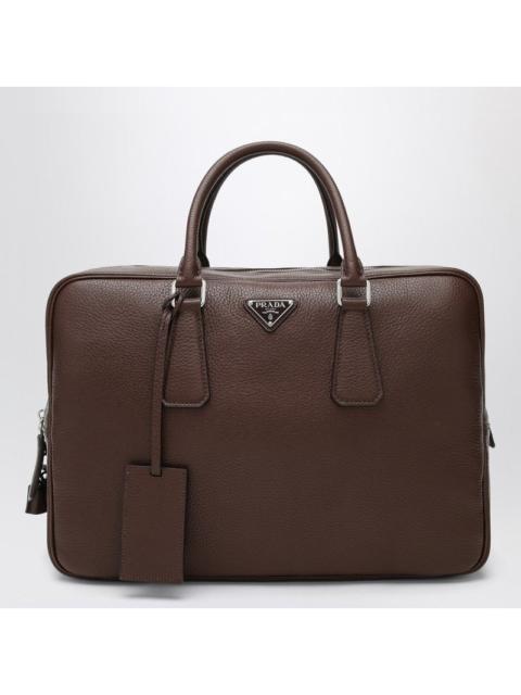 Prada Prada Burnt Brown Leather Work Bag Men