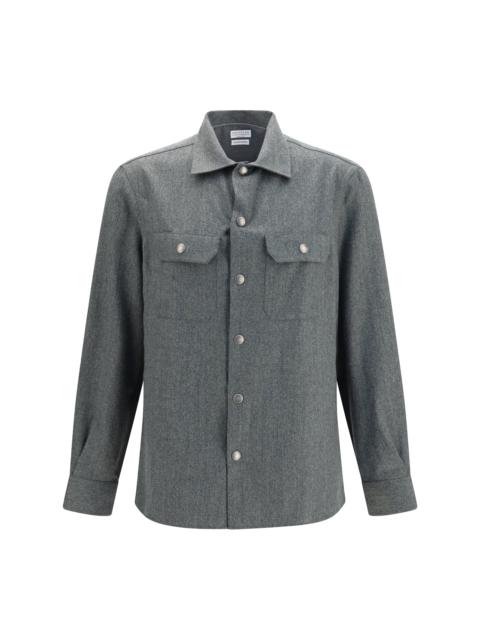 Brunello Cucinelli Brunello Cucinelli Virgin Wool Shirt Forest Green